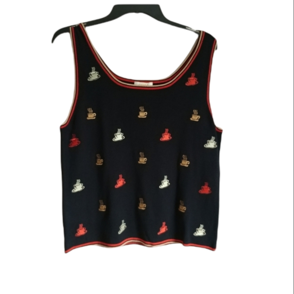 Coffee Java Tea Cups Tank Sleeveless mint burgandy